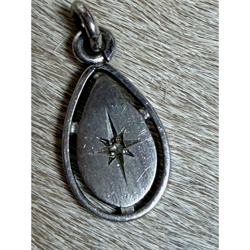 Vintage La Mode Sterling Silver Spinner Teardrop North Star Celestial Pendant